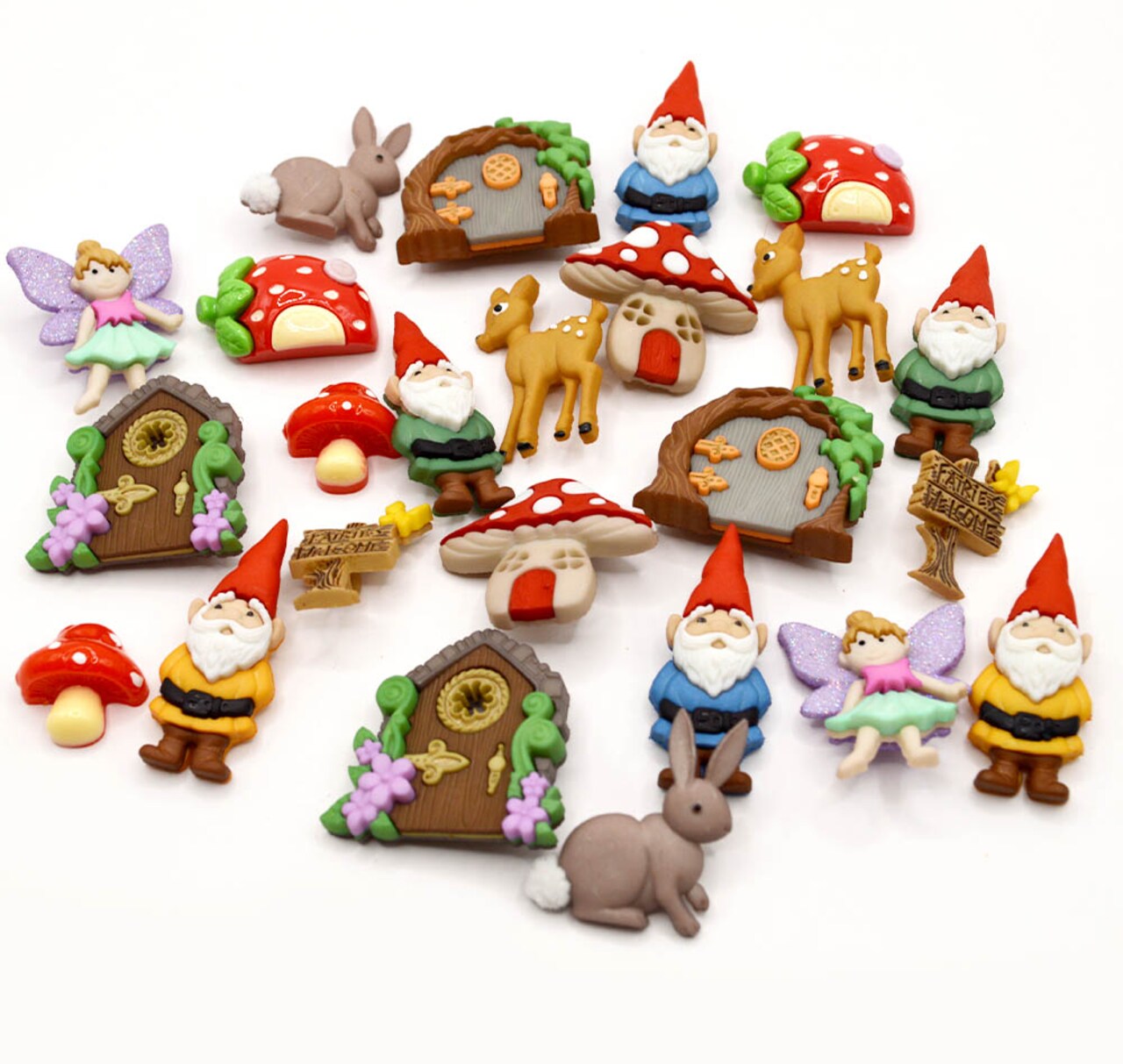 Enchanted Garden Craft Embellishments Fairy & Gnome Buttons 24pcs